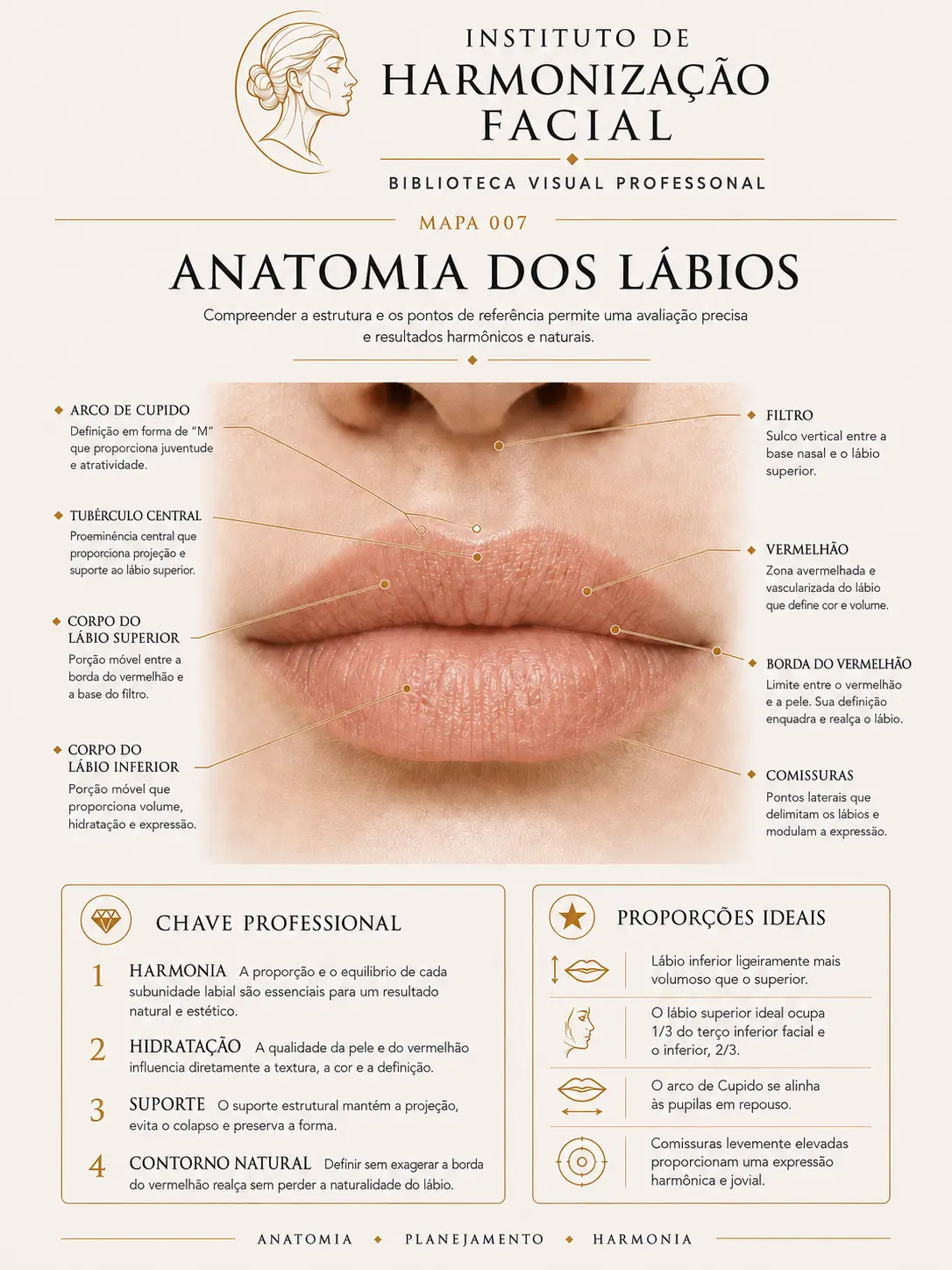 Mapa visual de harmonização facial: Anatomia dos lábios