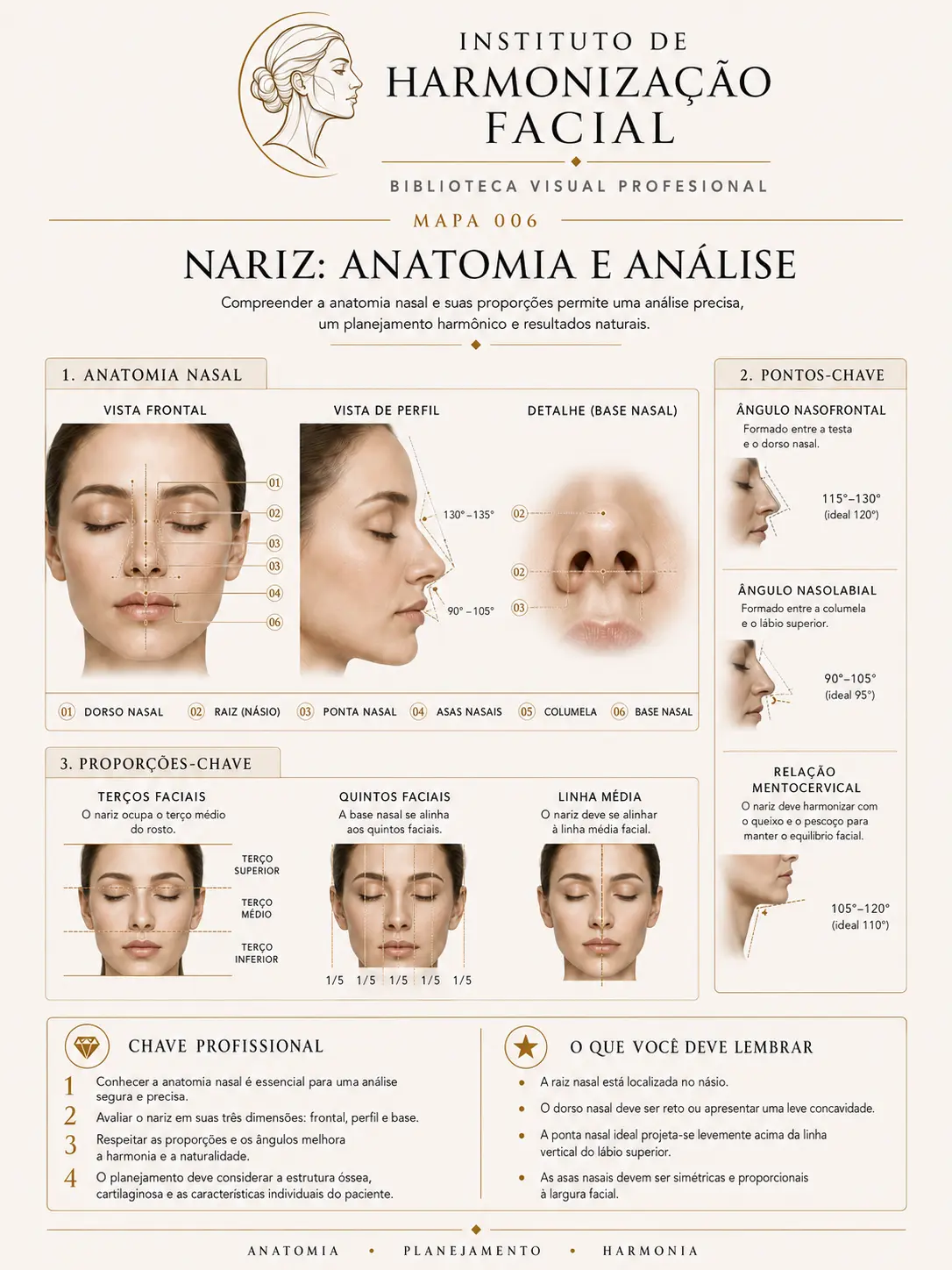 Mapa visual de harmonização facial: Nariz: anatomia e análise